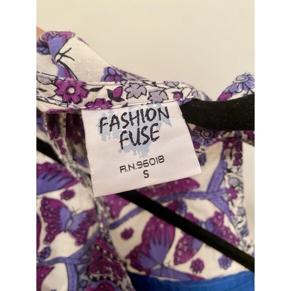 VTG Y2K Butterfly Mini Sun Dress Sz Small  Purple Fairy Boho Ethereal Floral - Picture 9 of 10